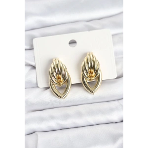 Pirinç Gold Renk Sarmal Damla Model Vintage Kadın Küpe