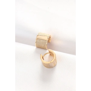 Pirinç Gold Renk Taşlı Minimal Küpe