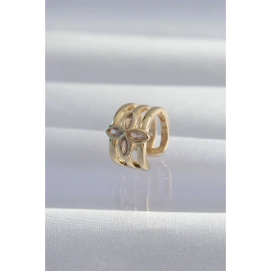 Pirinç Gold Renk Yonca Earcuff Küpe