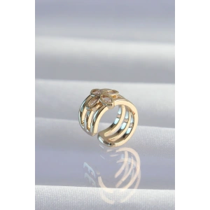 Pirinç Gold Renk Yonca Earcuff Küpe