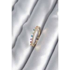 Pirinç Gold Renk Zirkon Taş Detay Kadın Yüzük