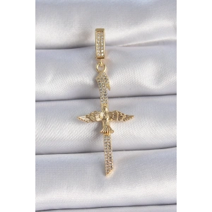 Pirinç Gold Renk Zirkon Taş Detaylı Elif Model Anka Kuşu Figür Ajda Charm