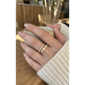 Pirinç Gold Renk Zirkon Taş Detaylı Yılan Model Ayarlanabilir Yüzük