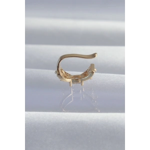 Pirinç Gold Renk Zirkon Taş Kaplama Earcuff Küpe