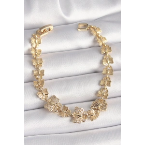 Pirinç Gold Renk Zirkon Taşlı Kelebek Model Zincir Kadın Bileklik