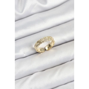 Pirinç Gold Renk Zirkon Taşlı Sırım Kadın Yüzük