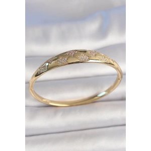 Pirinç Gold Renk Zirkon Taşlı Yıldız İşlemeli Kadın Kelepçe