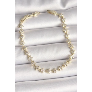 Pirinç Gold Renk Zirkon Taşlı Yıldız Model VIP Seri Kadın Bileklik