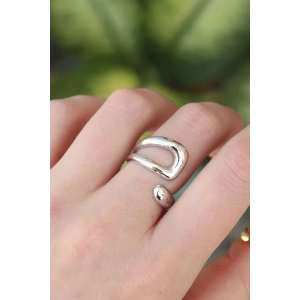 Pirinç Gümüş Renk Ayarlanabilir Yüzük