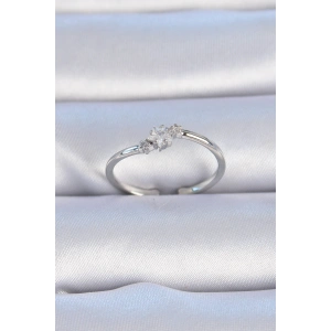 Pirinç Gümüş Renk Çiçek Model Zirkon Taş Detay Kadın Yüzük