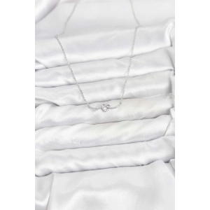 Pirinç Gümüş Renk Düğüm Kalp Model Kadın Kolye