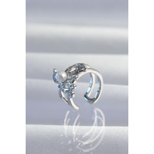 Pirinç Gümüş Renk İncili Ahtapot Earcuff Küpe