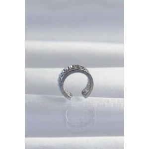 Pirinç Gümüş Renk İncili Baget Taşlı Earcuff Küpe