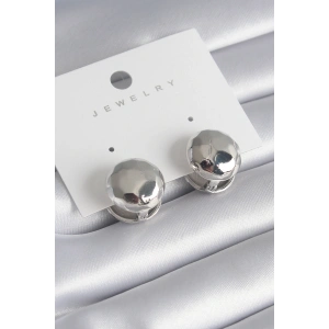 Pirinç Gümüş Renk İşleme Detay Top Model Kadın Küpe