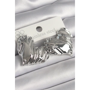 Pirinç Gümüş Renk İşlemeli Kalp Model Kadın Küpe