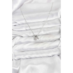 Pirinç Gümüş Renk Minimal Charmlı Kadın Kolye