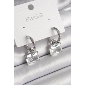 Pirinç Gümüş Renk Sallantı Zirkon Taşlı Çanta Model Kadın Küpe