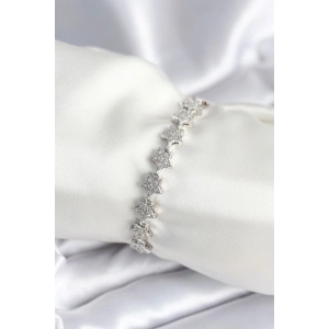 Pirinç Gümüş Renk Yıldız Model Kadın Bileklik