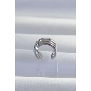 Pirinç Gümüş Renk Yonca Earcuff Küpe