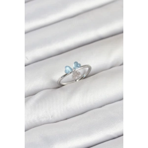 Pirinç Gümüş Renk Yonca Model Kadın Yüzük