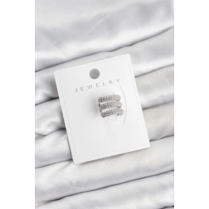 Pirinç Gümüş Renk Zirkon Taşlı Earcuff Kıkırdak Küpe