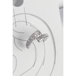 Pirinç Gümüş Renk Zirkon Taşlı Kadın Kıkırdak Küpe