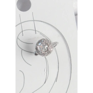 Pirinç Gümüş Renk Zirkon Taşlı Kadın Kıkırdak Model Küpe