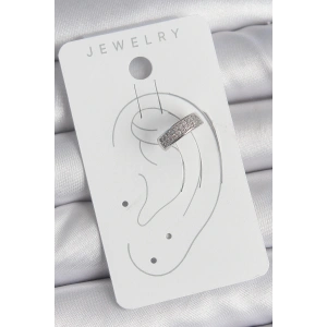 Pirinç Gümüş Renk Zirkon Taşlı Kıkırdak Model Kadın Küpe