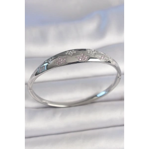 Pirinç Gümüş Renk Zirkon Taşlı Yıldız İşlemeli Kadın Kelepçe