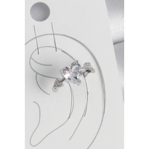 Pirinç Gümüş Renk Zirkon Taşlı Yıldız Model Kadın Kıkırdak Küpe