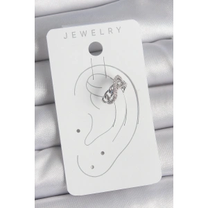 Pirinç Gümüş Renk Zirkon Taşlı Zincir Sonsuzluk Model Kadın Kıkırdak Küpe