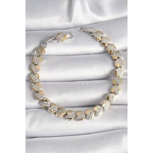 Pirinç Mix Renk Kalp Model Zirkon Taşlı VIP Seri Kadın Bileklik