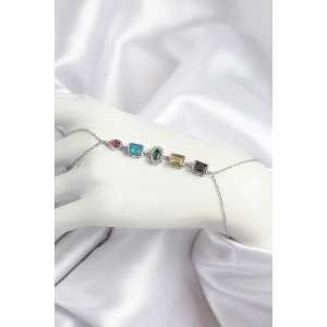 Pirinç Renkli Zirkon Taşlı Model Gümüş Renk Şahmeran