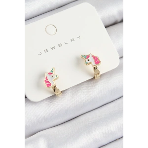 Pirinç Unıcorn Model Gold Renk Çocuk Küpe