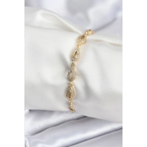 Pirinç VIP Seri Gold Renk Sıralı Damla Model Kadın Bileklik