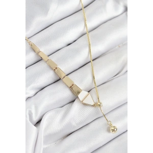 Pirinç Yılan Model Gold Renk Asansörlü Kadın Kolye