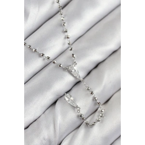 Pirinç Zirkon Taşlı Gümüş Renk Kadın Y Kolye