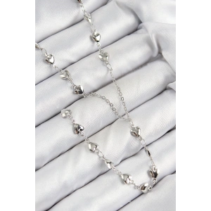 Pirinç Zirkon Taşlı Kalp Model Gümüş Renk Y Kolye