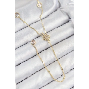 Pirinç Zirkon Taşlı Kutup Yıldızı Model Gold Renk Y Kolye