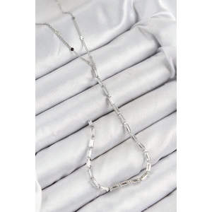 Pirinç Zirkon Taşlı Model Gümüş Renk Y Kolye