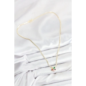 Pirinç Zirkon Taşlı Su Yolu Asorti Çiçek Model Gold Renk Kadın Kolye