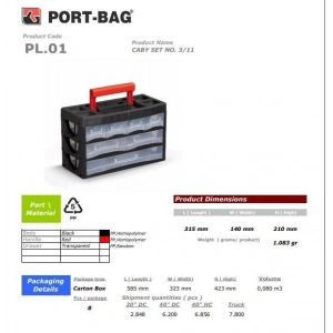 Portbag PL01 Caby 3/11 Çekmece Seti
