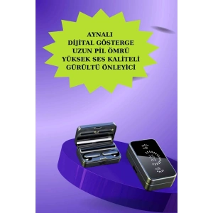 Powerbank Aynalı Bluetooth Kulaklık Ve Akıllı Saat Seti ANC Özelliği Dokunamatik