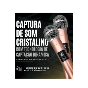 Profesyonel Çiftli Kablosuz Mikrofon Seti Karaoke Şarj Edilebilir 50 Metre Mesafe Rose