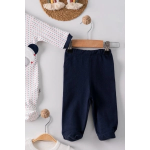 Puanlı Ayıcık Nakışlı Tulumlu % 100 Pamuk Erkek Bebek 5li Set