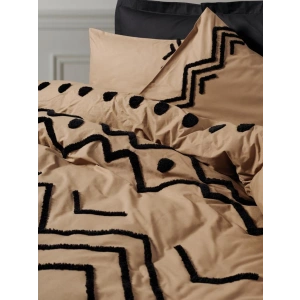 Puff Nakışlı Ranforce Çift Kişilik Nev Takımı Elio Bakır Siyah