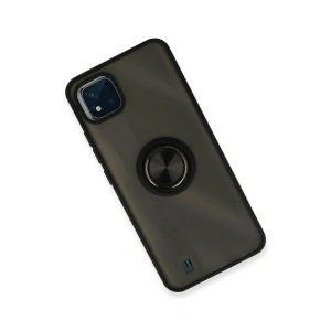 Realme C11 2021 Kılıf Montreal Yüzüklü  Kapak - Siyah
