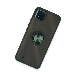 Realme C11 2021 Kılıf Montreal Yüzüklü  Kapak - Yeşil