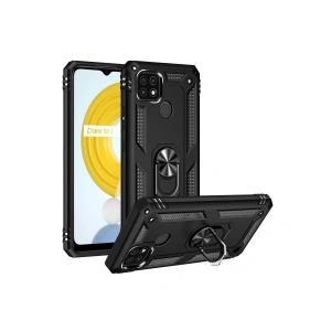 Realme C21 Kılıf Sofya Yüzüklü  Kapak - Siyah