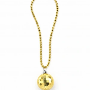 Retro Disko Topu Şekilli 80'ler 90'lar Altın Renk Plastik Kolye